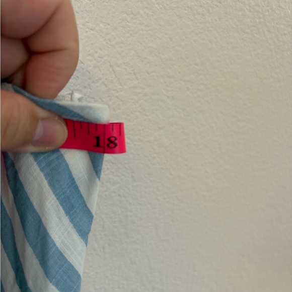 Bombay Paisley Light Blue Striped Cotton Button Front Midi Dress Pockets Summer - Picture 10 of 13